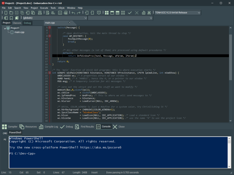 Dev C++ Screenshot
