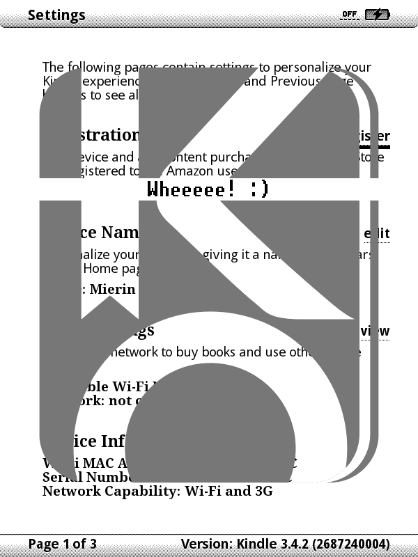 FBInk 1.2.5 on a Kindle 3