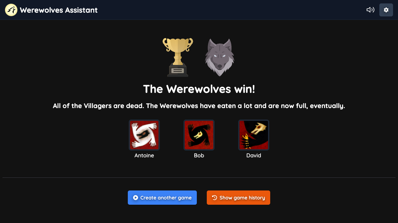 Game won by Werewolves