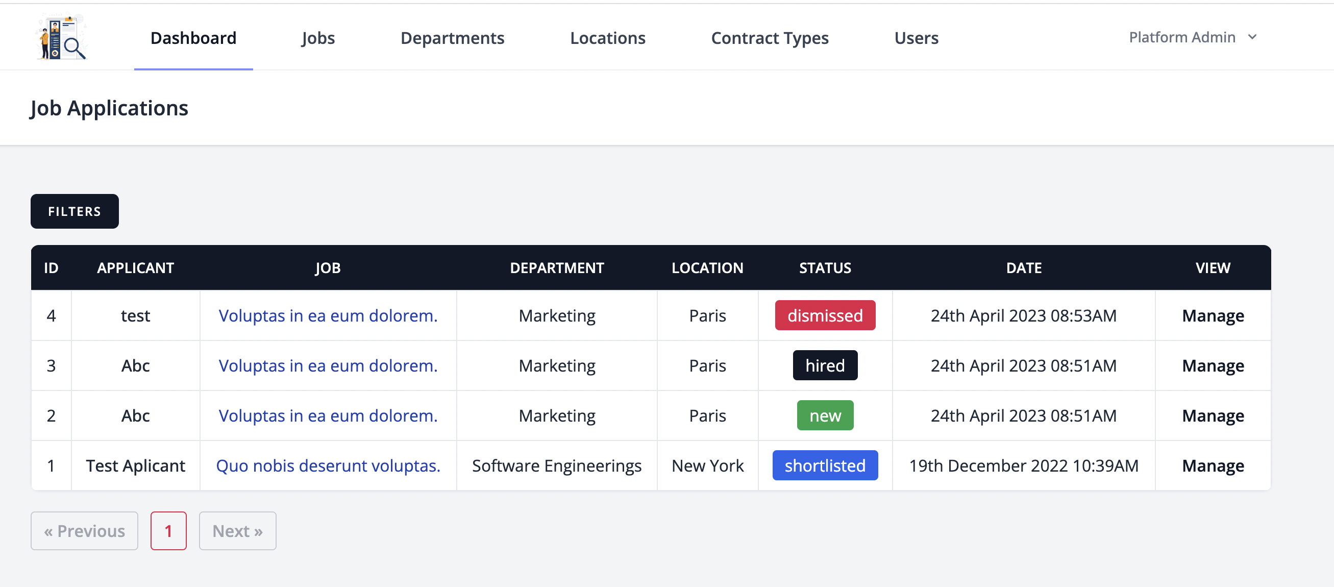 laraboard dashboard