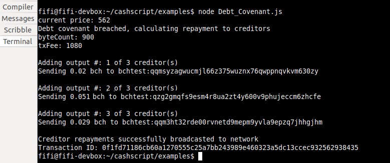 Sample covenant audit output