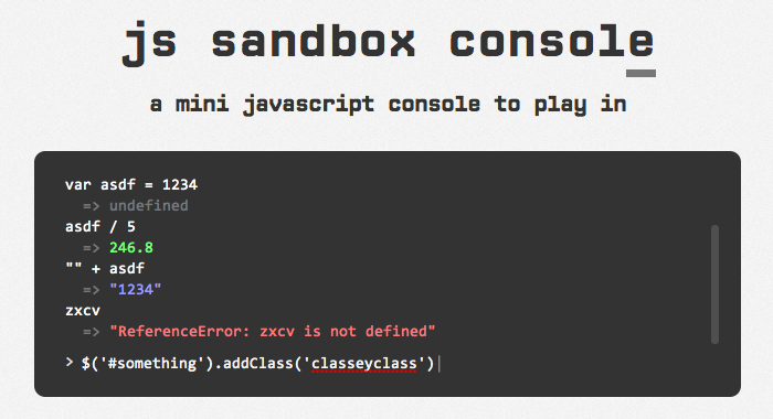 js sandbox console screenshot