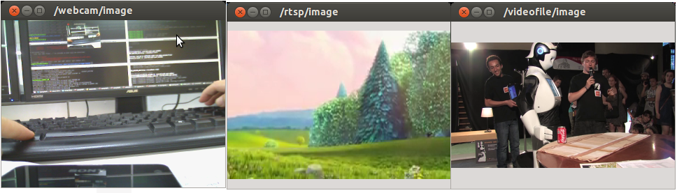 Screenshot of the plugin working with a webcam, video stream and video file