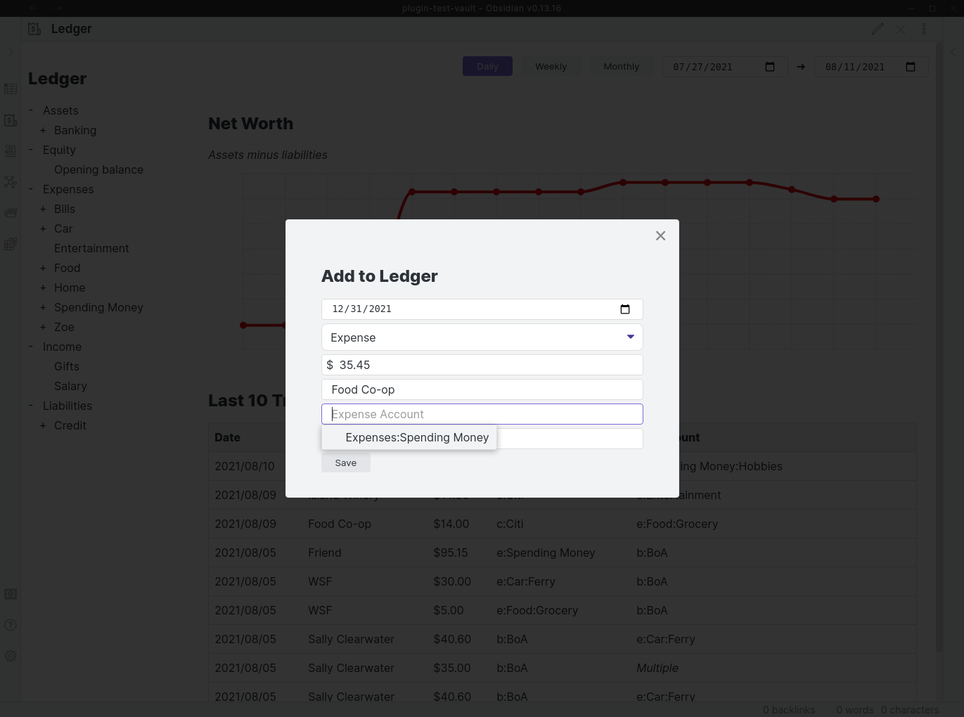 Add Transaction to Ledger