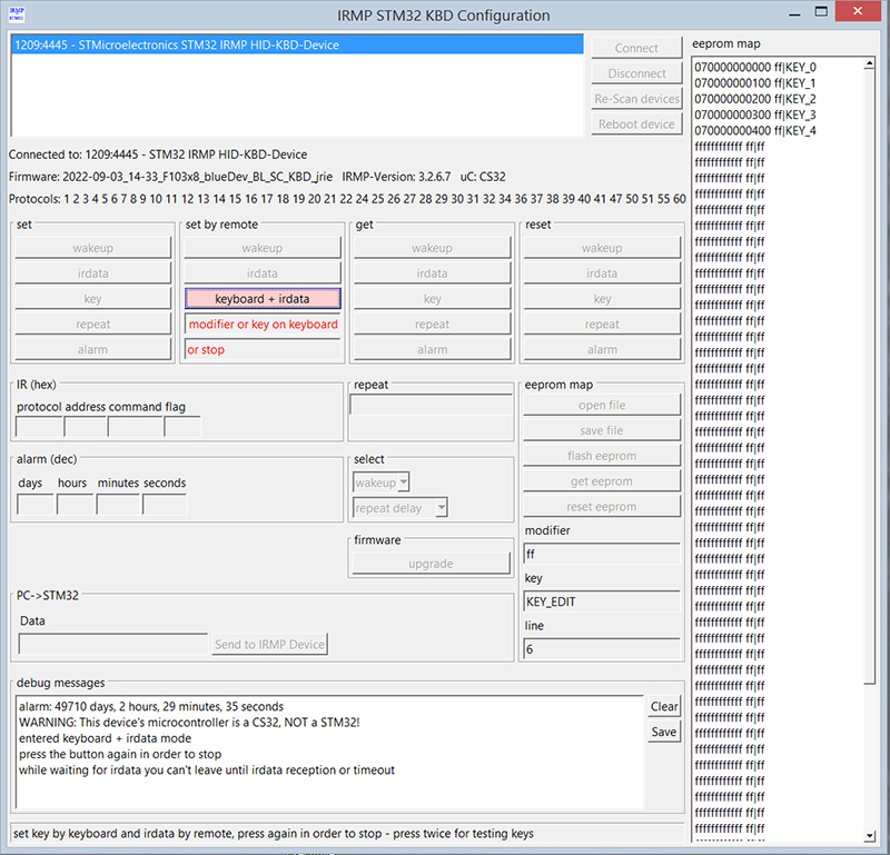 keyboard + irdata mode